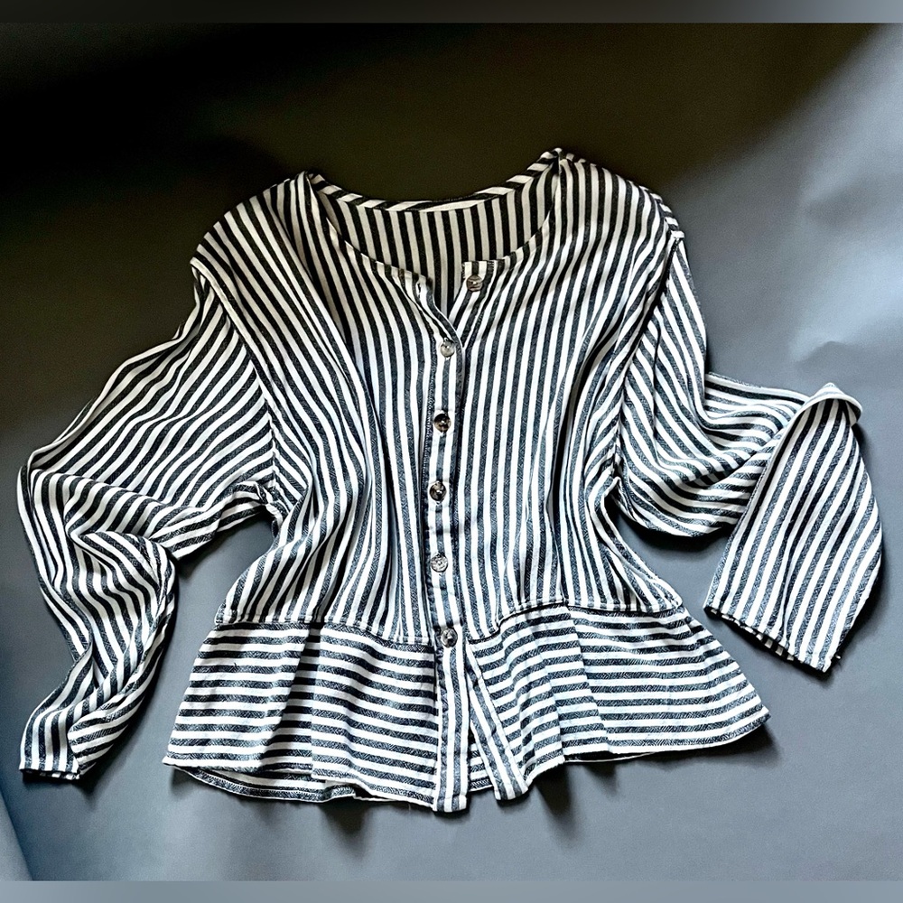 Striped Black and White Women's Top